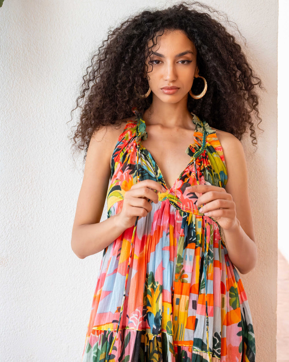 Robe Longue Sans Manches Col V Panama - Taille unique 36-40