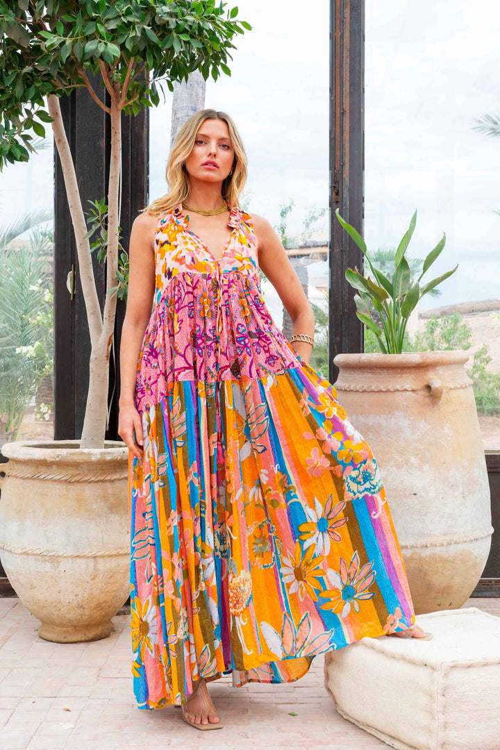 Robe Longue Sans Manches Col V Panama - Taille unique 36-40