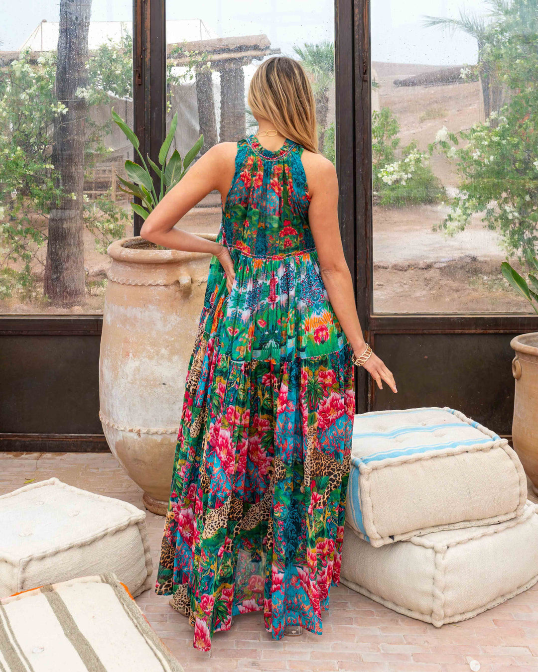 Robe Longue Sans Manches Col V Panama - Taille unique 36-40