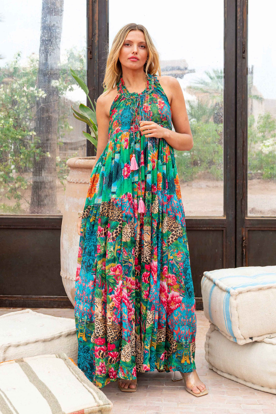 Robe Longue Sans Manches Col V Panama - Taille unique 36-40