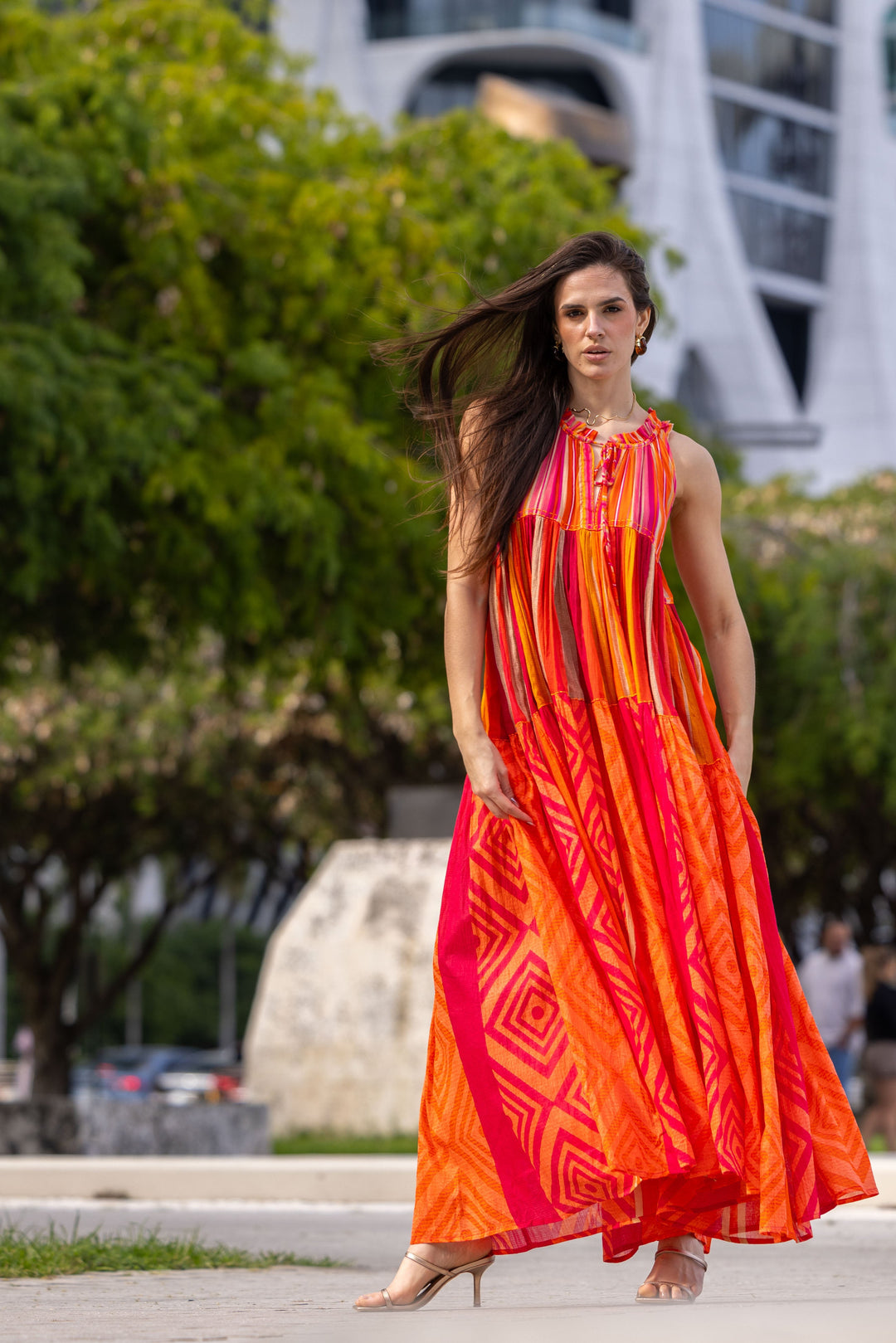 Robe Longue Sans Manches Col V Panama - Taille unique 36-40