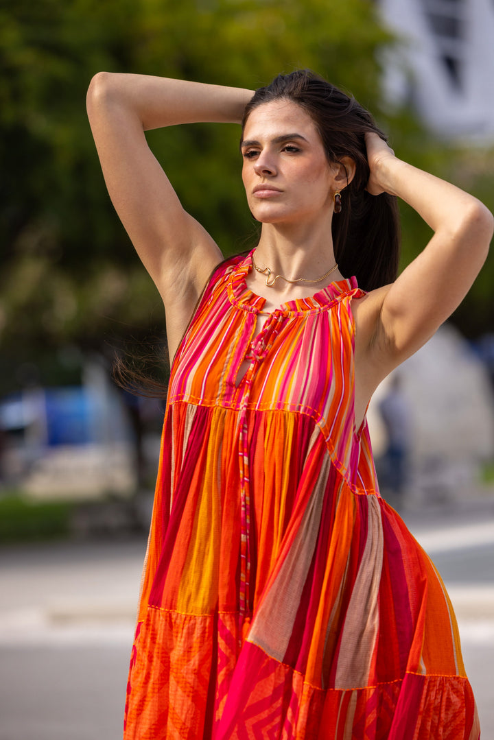 Robe Longue Sans Manches Col V Panama - Taille unique 36-40