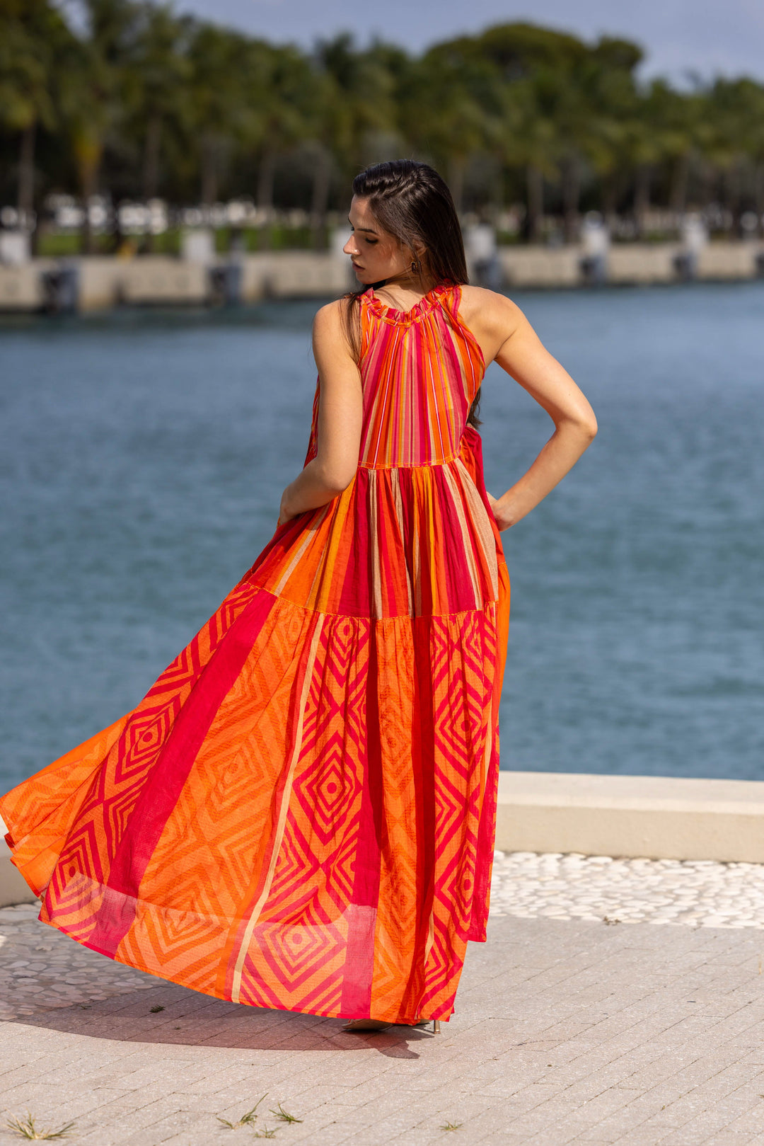 Robe Longue Sans Manches Col V Panama - Taille unique 36-40