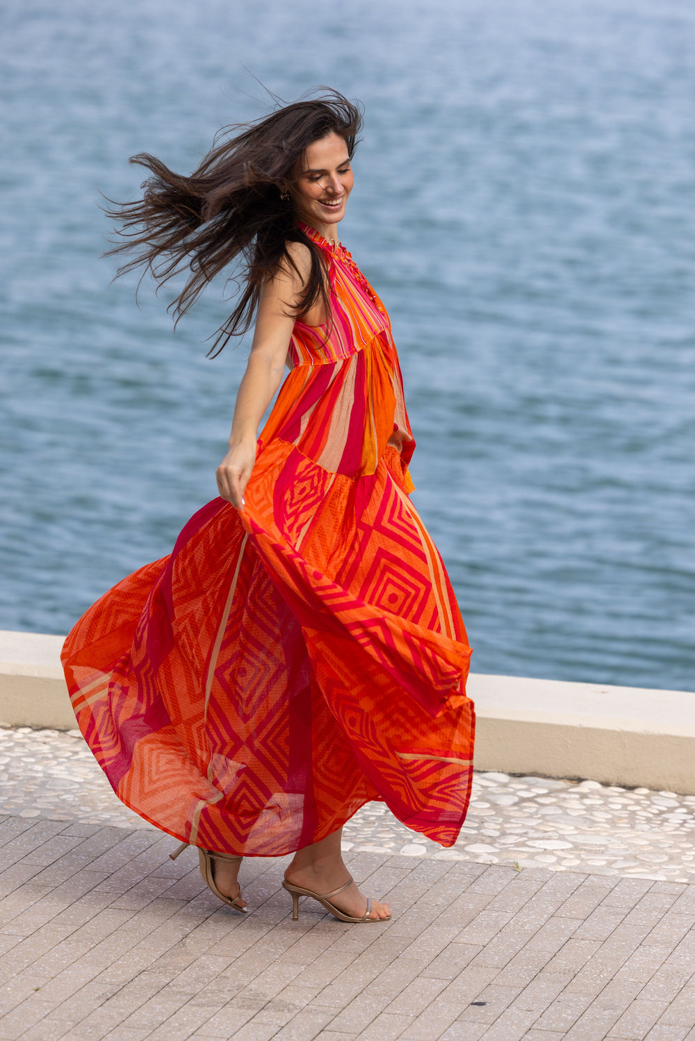 Robe Longue Sans Manches Col V Panama - Taille unique 36-40