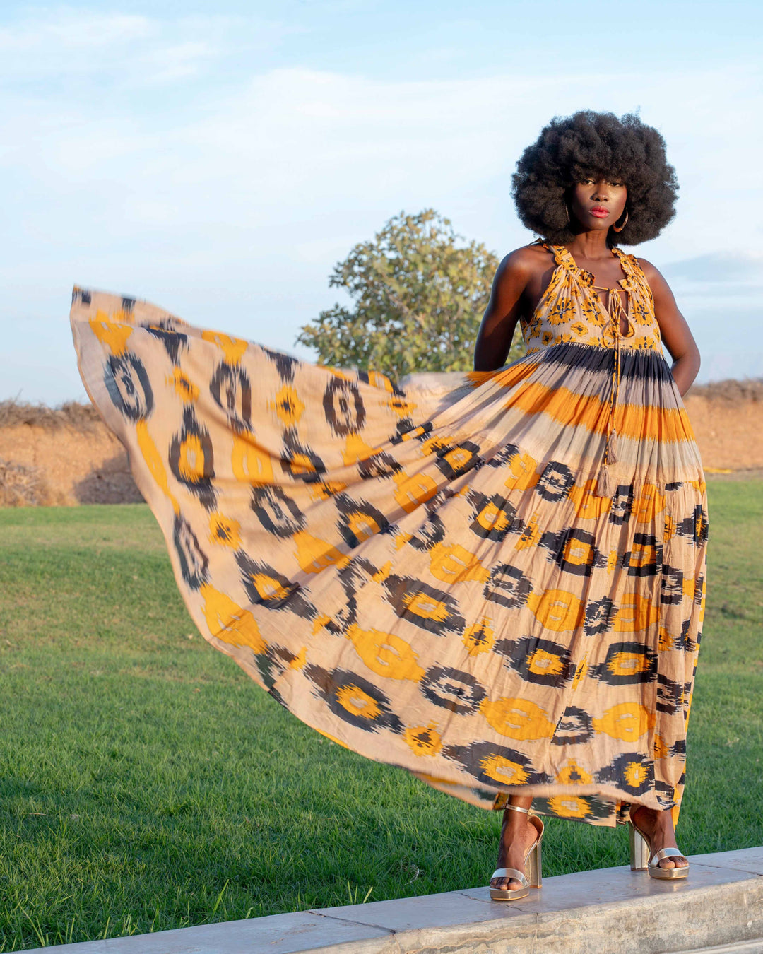 Robe Longue Sans Manches Col V Panama - Taille unique 36-40