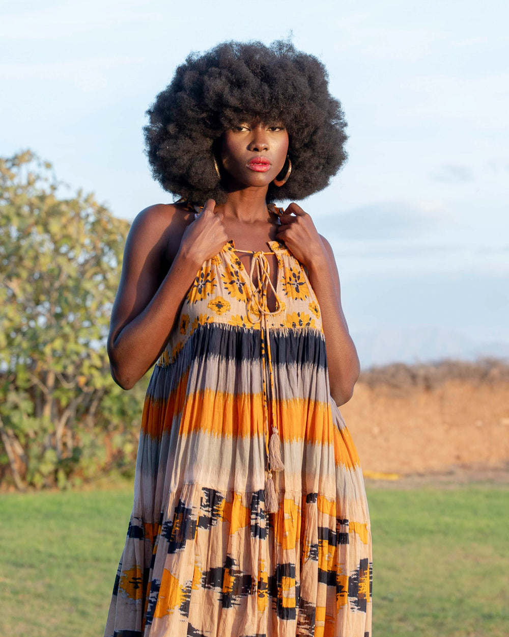 Robe Longue Sans Manches Col V Panama - Taille unique 36-40