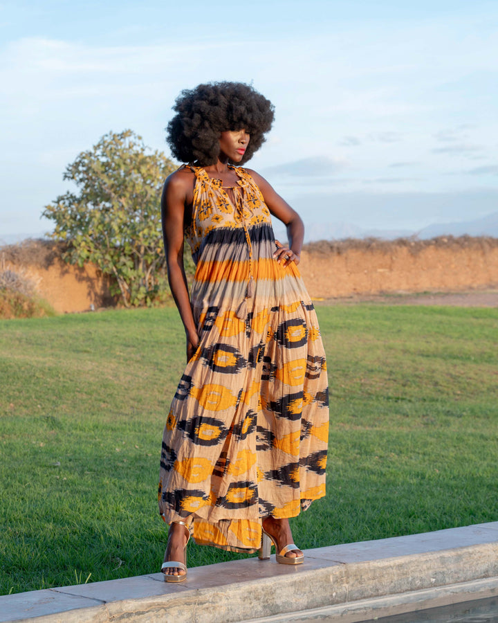 Robe Longue Sans Manches Col V Panama - Taille unique 36-40