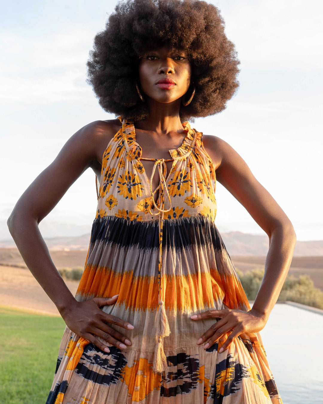 Robe Longue Sans Manches Col V Panama - Taille unique 36-40