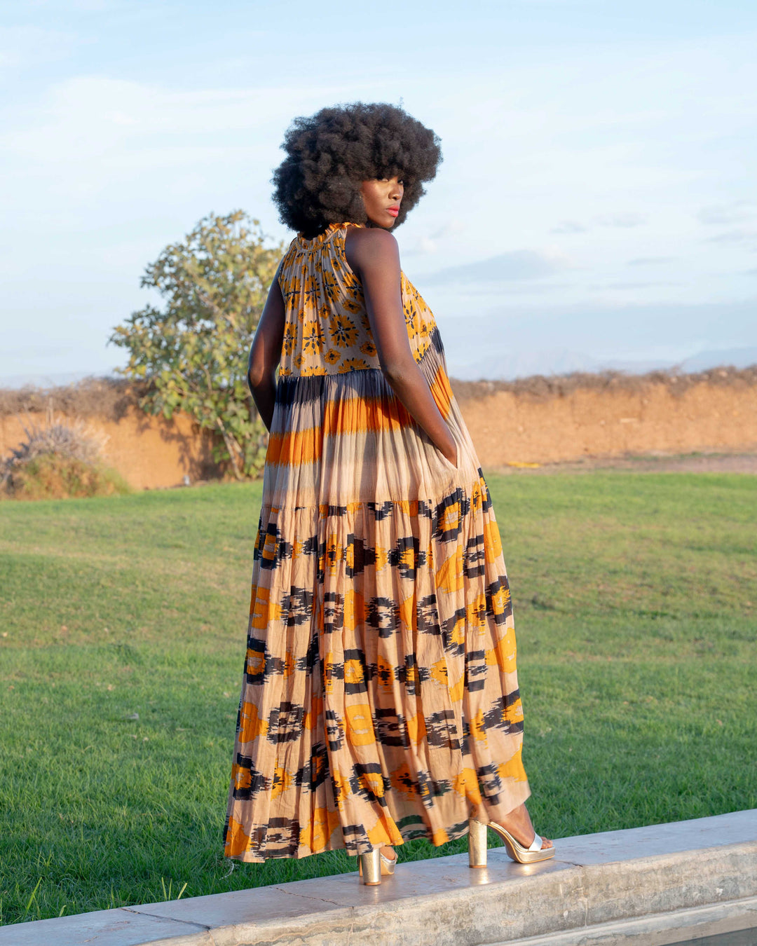 Robe Longue Sans Manches Col V Panama - Taille unique 36-40