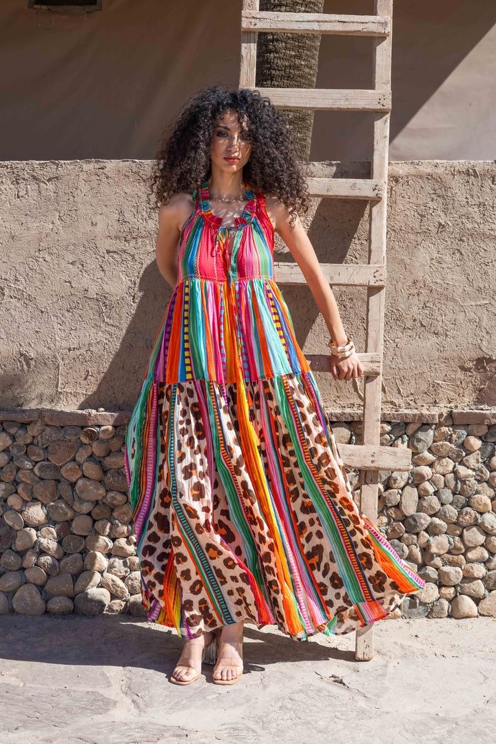 Robe Longue Sans Manches Col V Panama - Taille unique 36-40