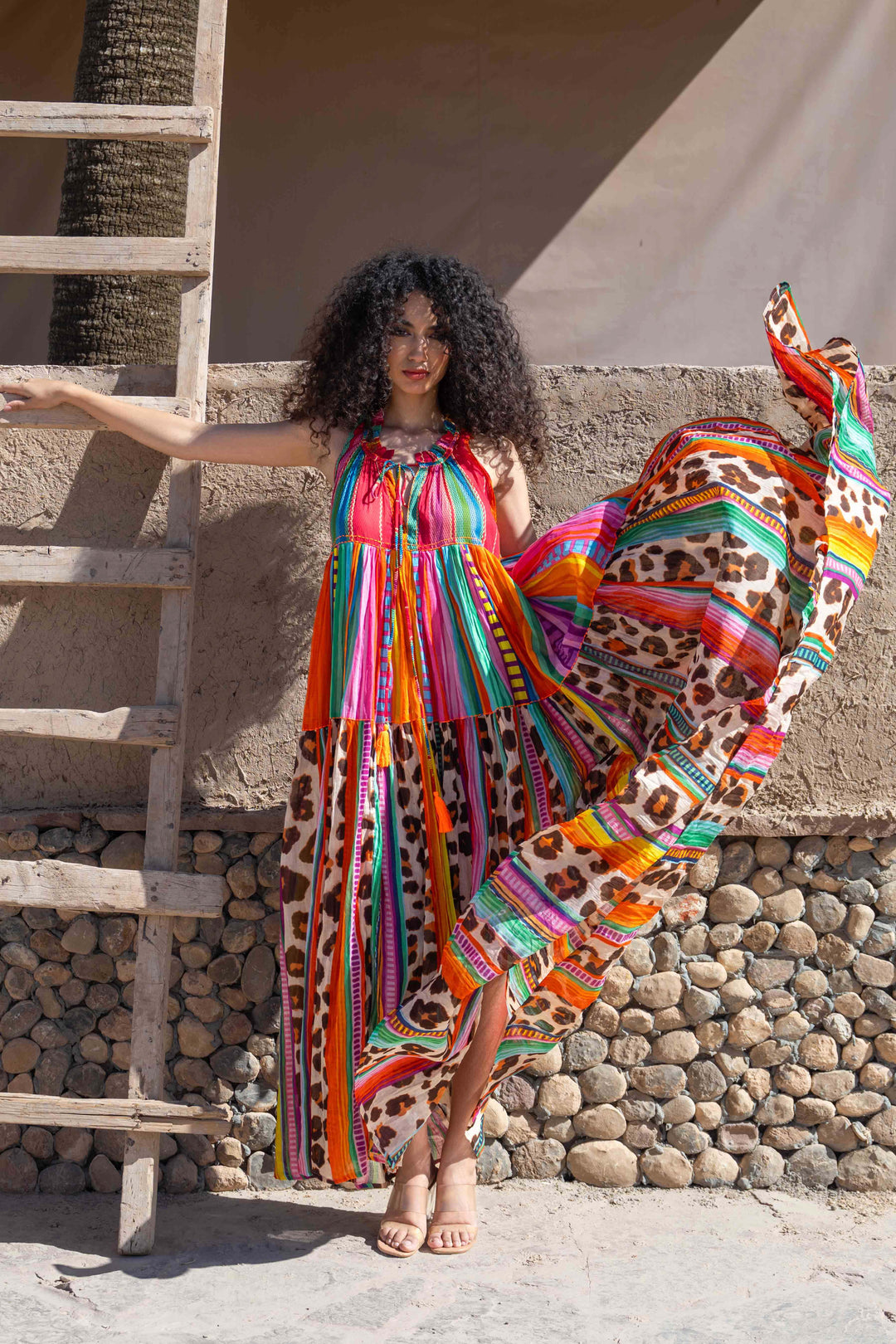 Robe Longue Sans Manches Col V Panama - Taille unique 36-40