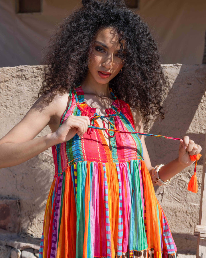 Robe Longue Sans Manches Col V Panama - Taille unique 36-40