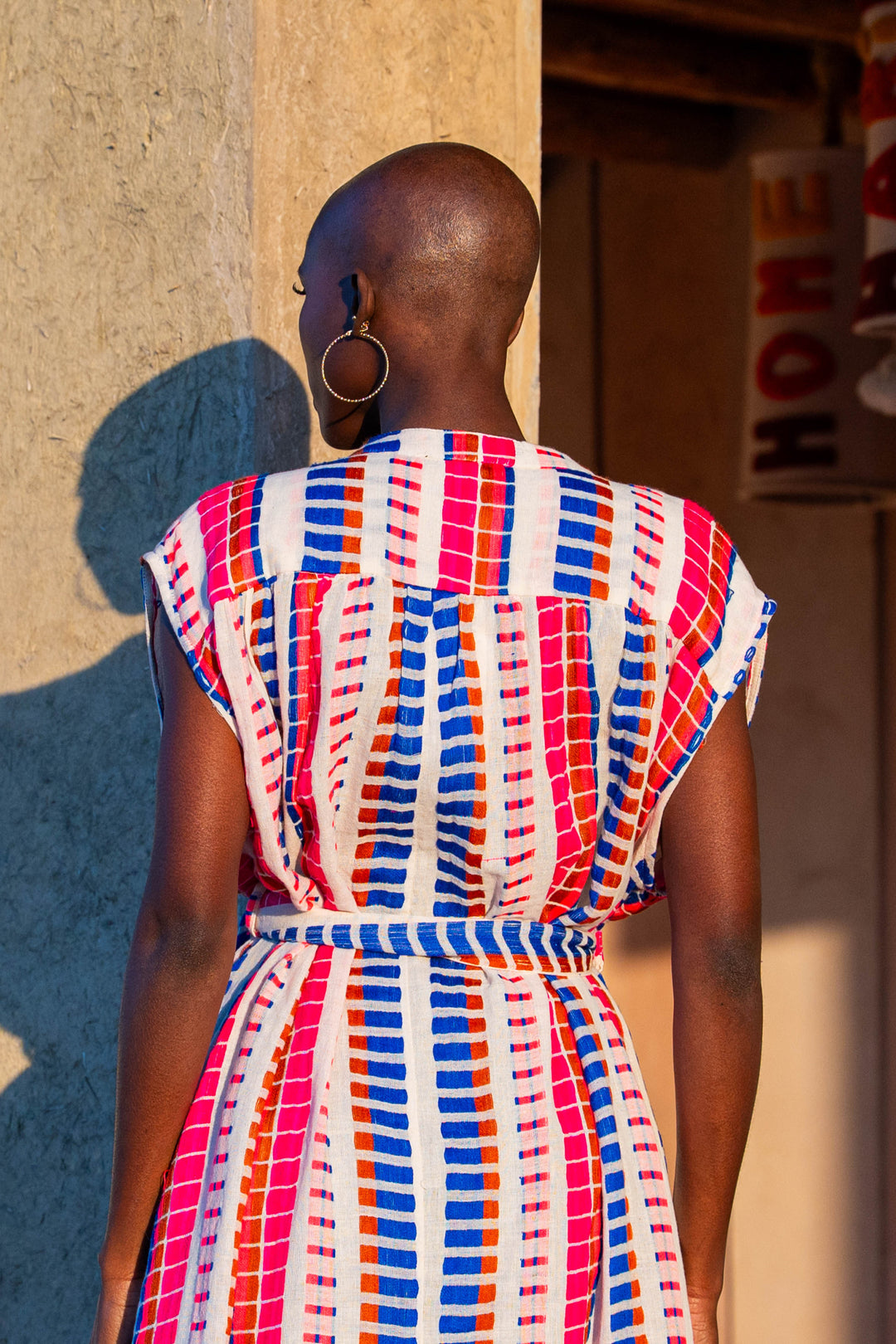 Robe Midi Rayée Ceinturée Saluza - Taille unique / Bleu