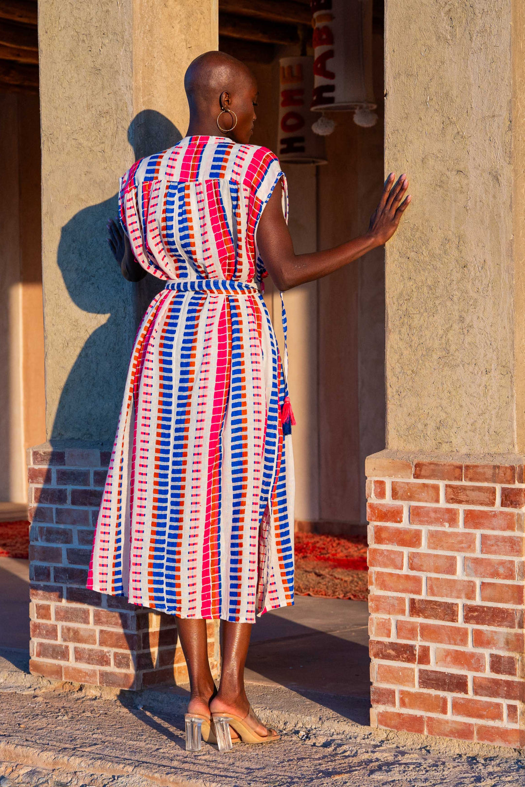 Robe Midi Rayée Ceinturée Saluza - Taille unique / Bleu