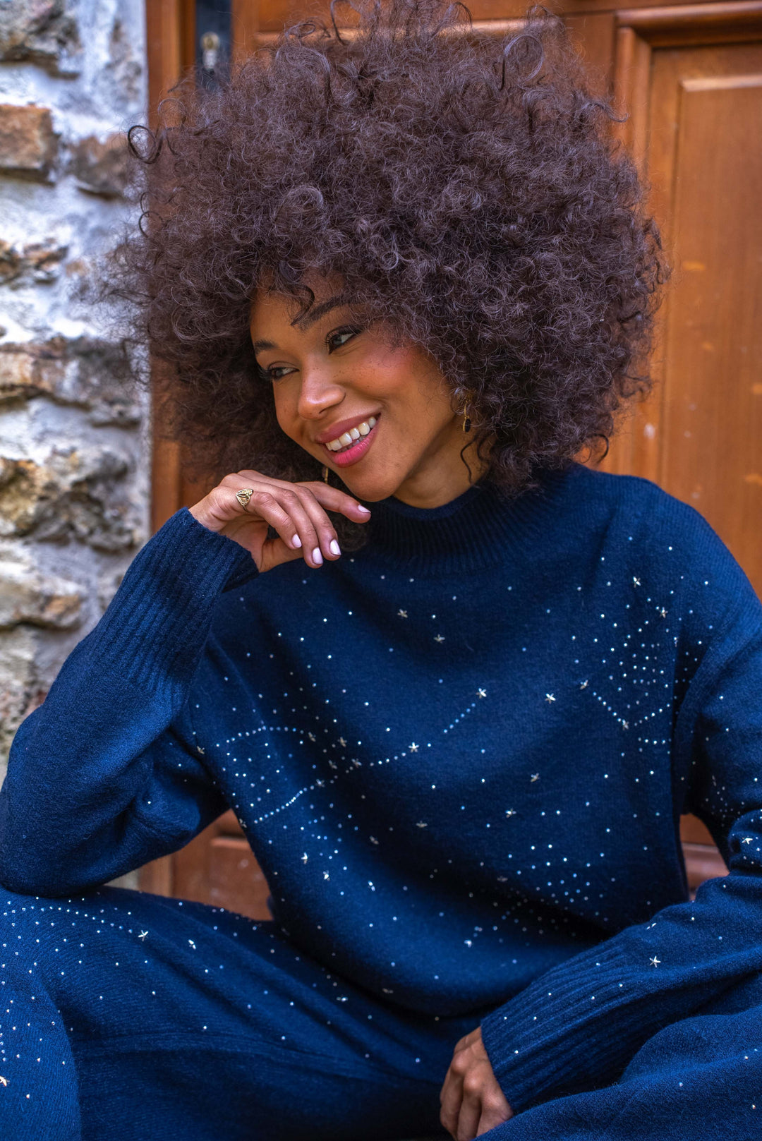 Set pull & pantalon en maille constellations Paris Taille