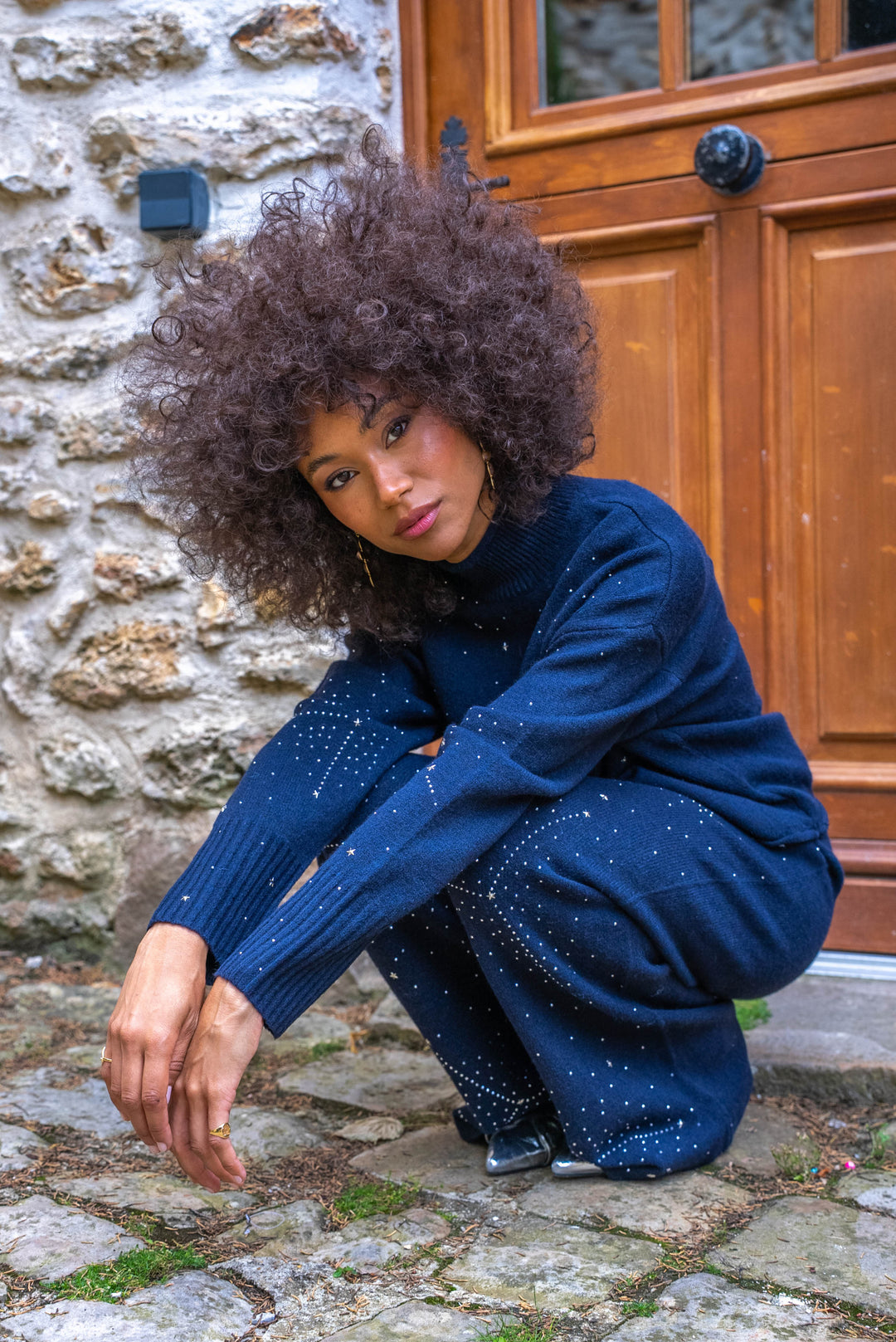 Set pull & pantalon en maille constellations Paris Taille