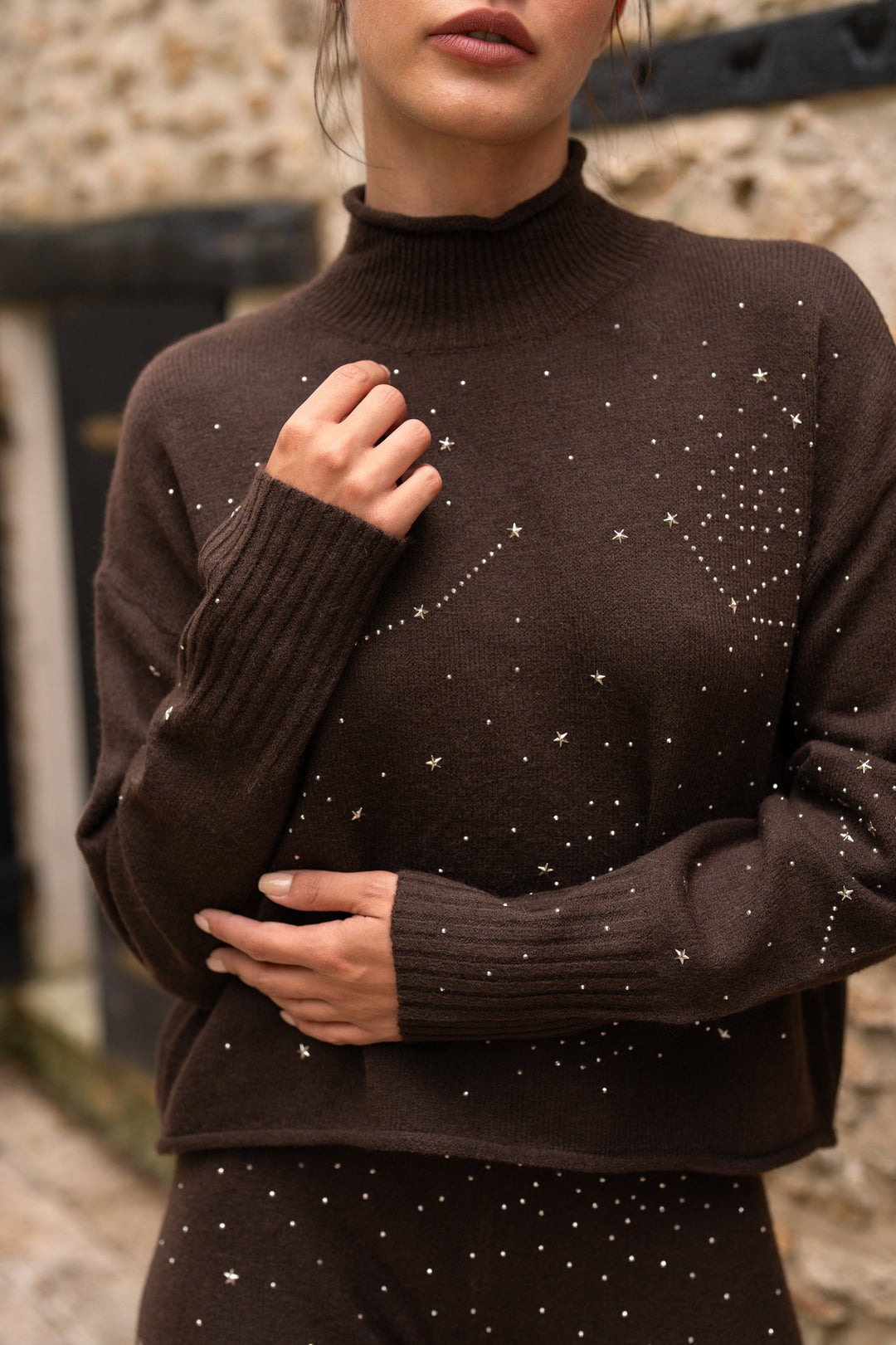 Set pull & pantalon en maille constellations Paris Taille