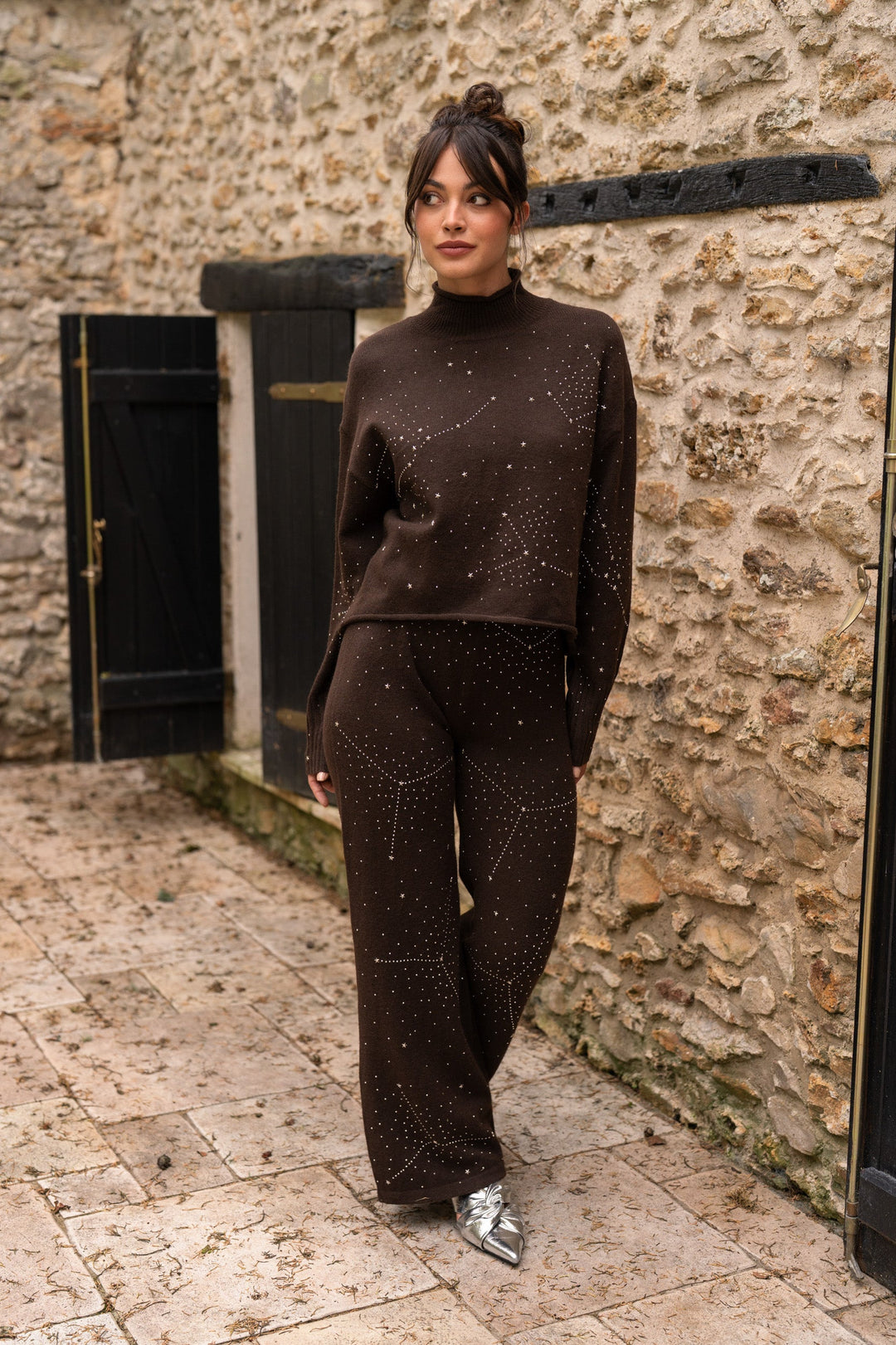 Set pull & pantalon en maille constellations Paris Taille