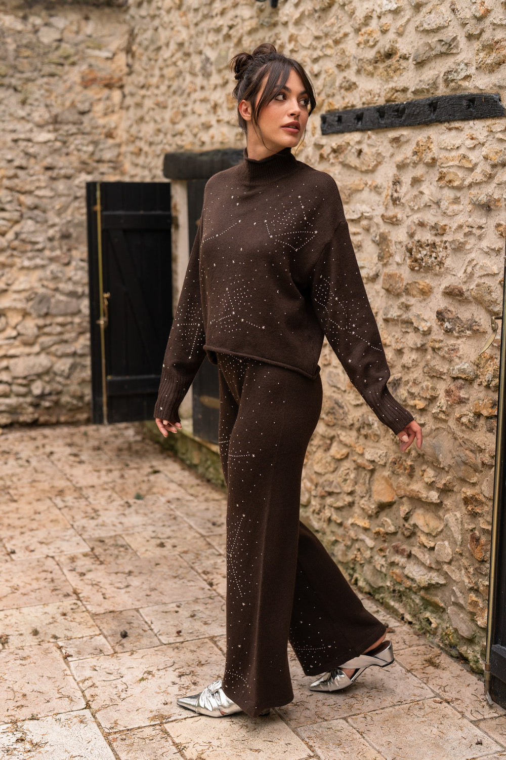Set pull & pantalon en maille constellations Paris Taille