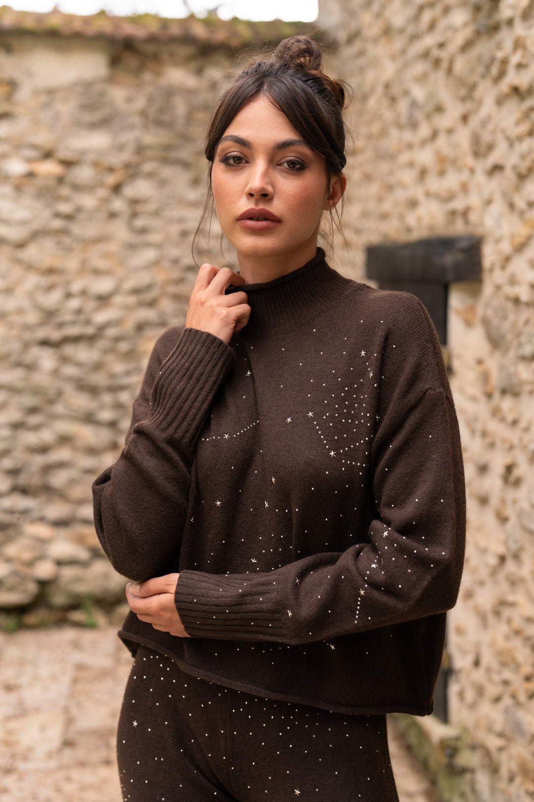 Set pull & pantalon en maille constellations Paris Taille