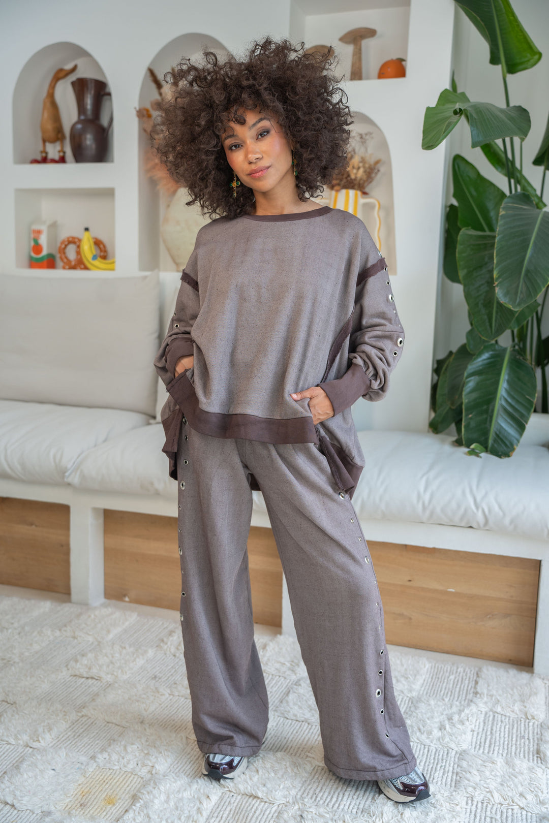 Set sweat & pantalon oversize Sowel - Taille unique / Choco