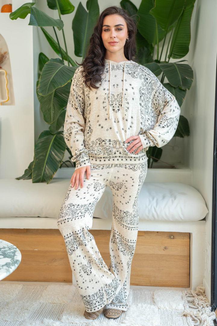 Sweat à capuche imprimé bandana Kimi Taille unique / Beige