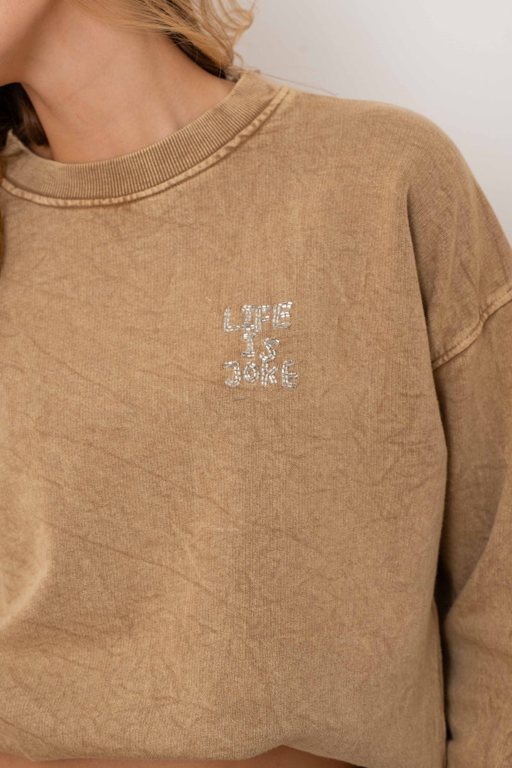 Sweat brodé de perles et strass Skully - Taille unique