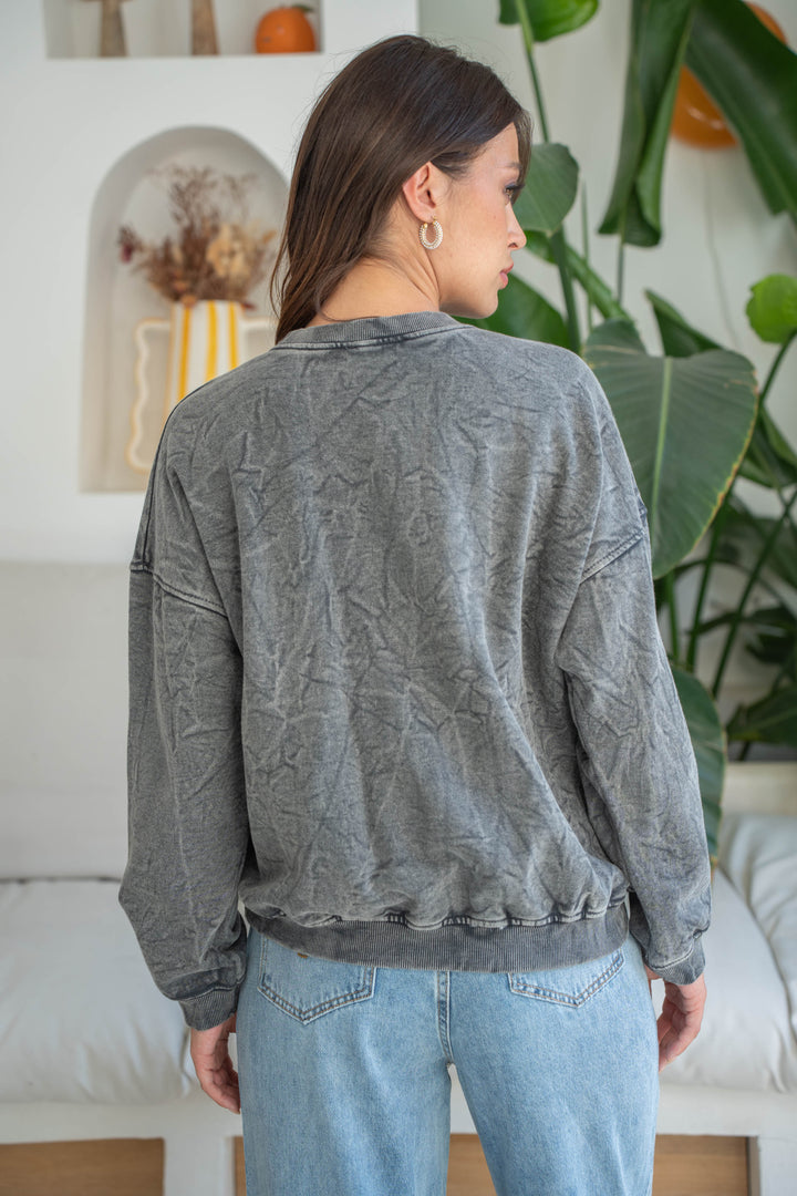 Sweat col rond perlé Morio Taille unique / Gris Sweatshirt