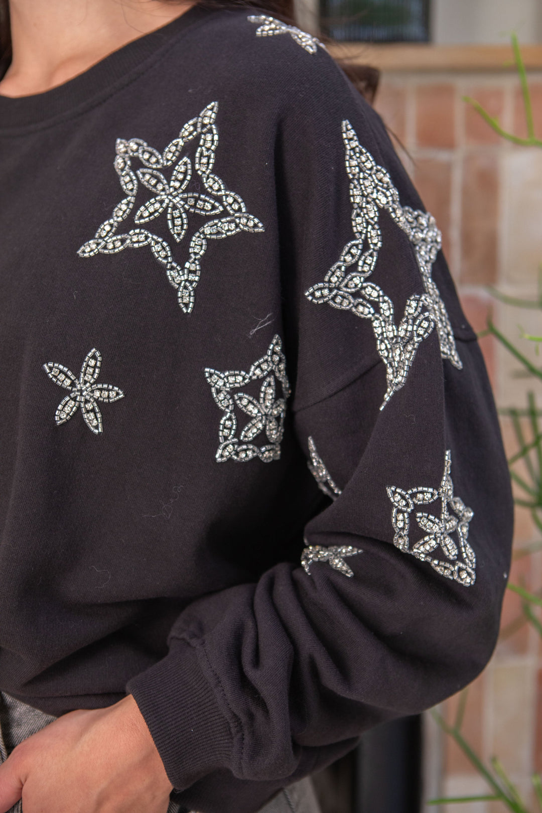 Sweat oversize à strass étoile Moon Taille unique / Noir