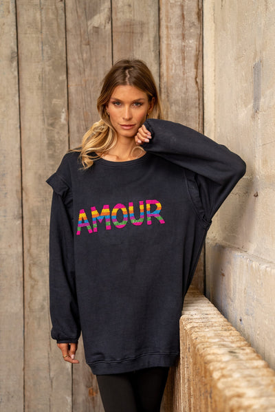 Sweat perlé Amour - Noir / Taille unique - Sweatshirt