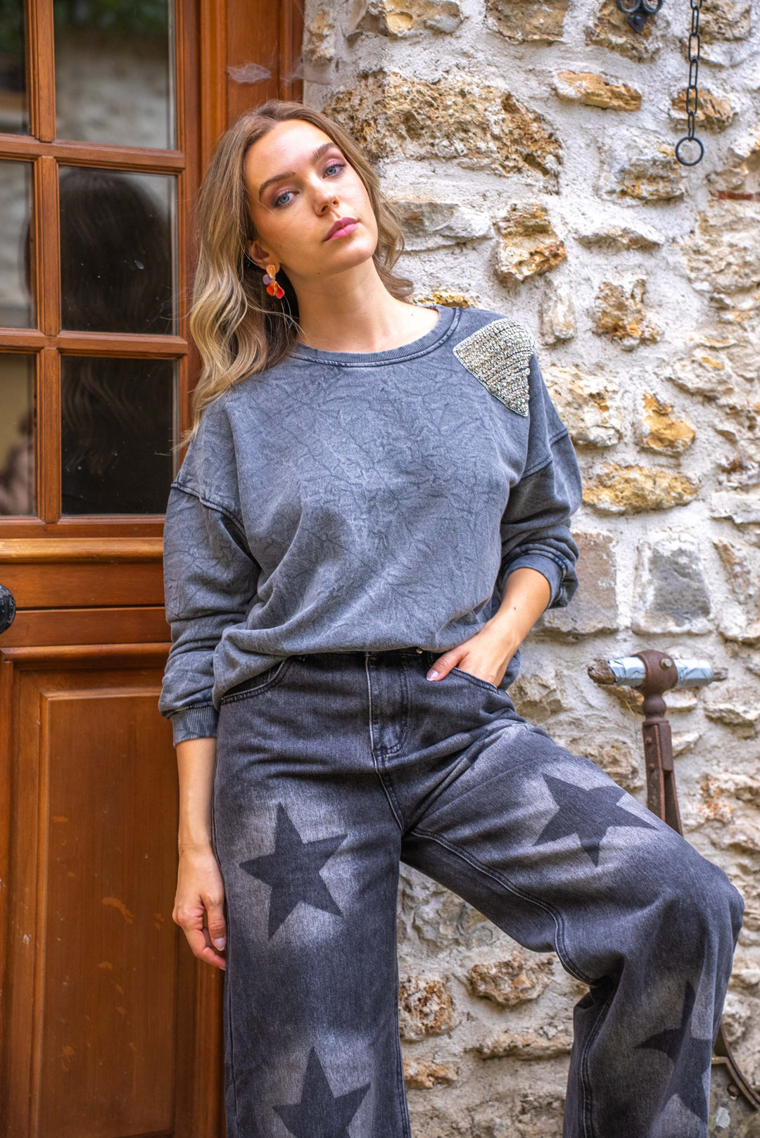 Sweat perlé en forme de nœud Muxe Taille unique / Gris