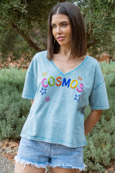 T-shirt à sequins Cosmos - Taille unique / Bleu