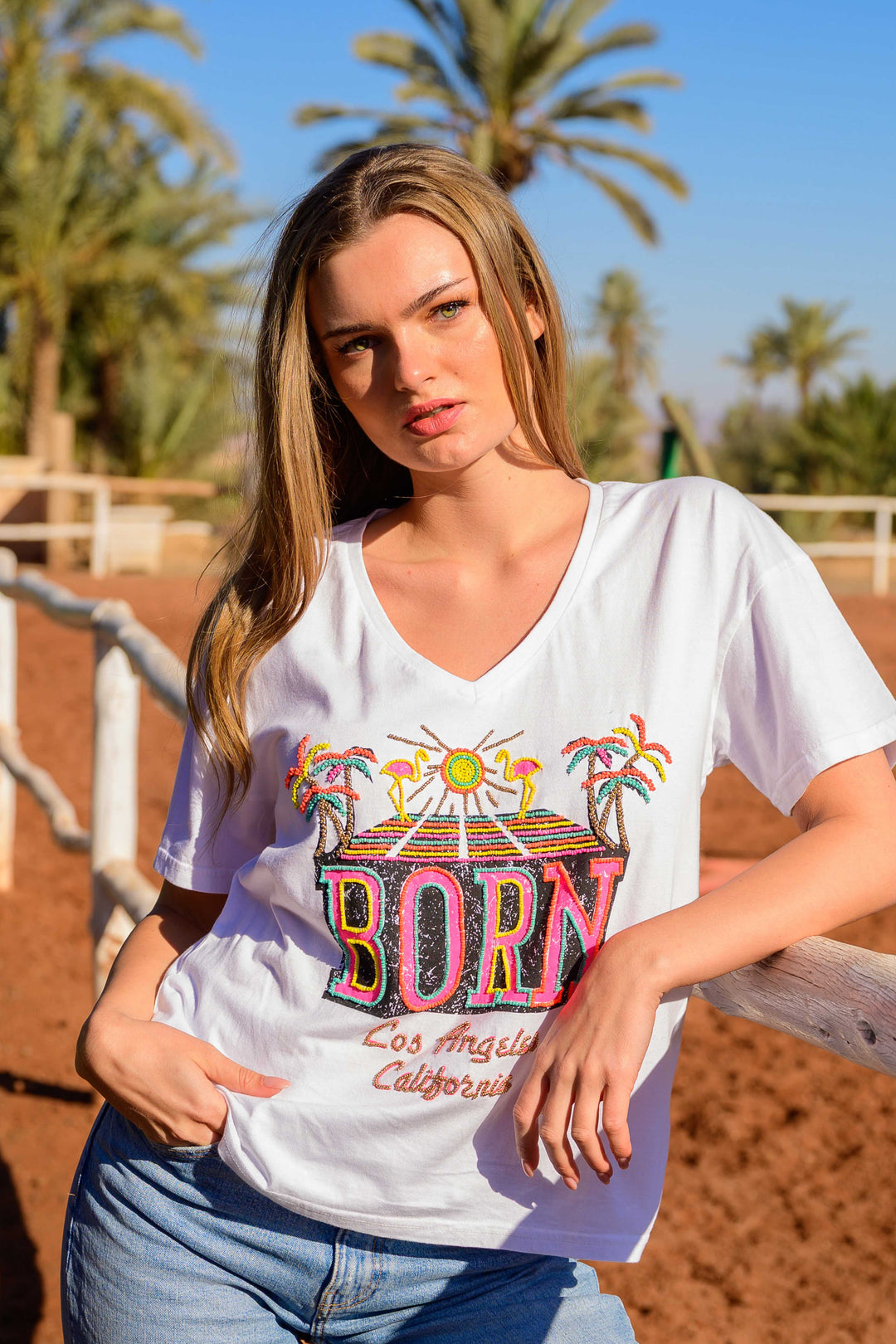 T-shirt fluide Born - Taille unique: 36 au 40 / Ecru délavé