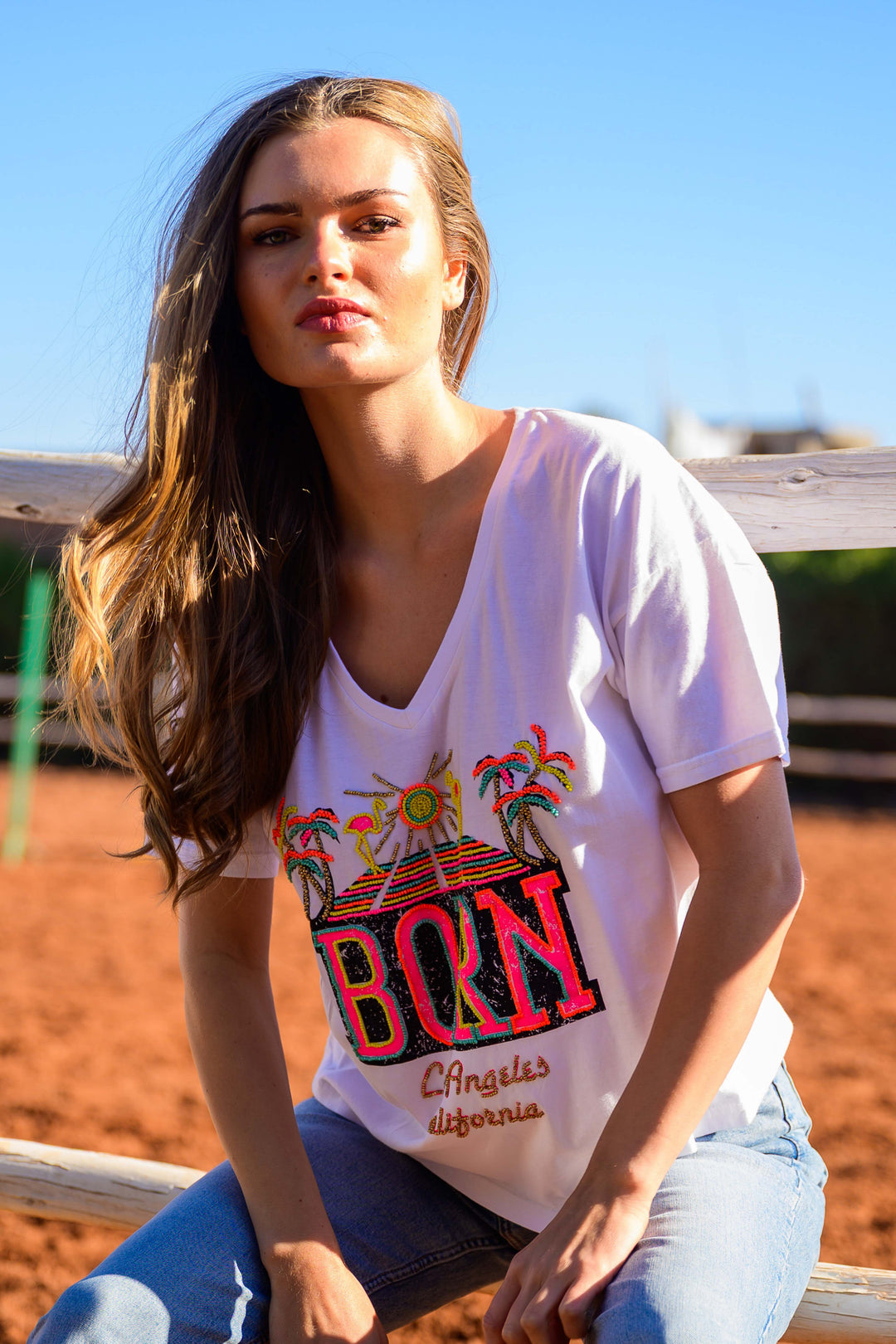 T-shirt fluide Born - Taille unique: 36 au 40 / Ecru délavé