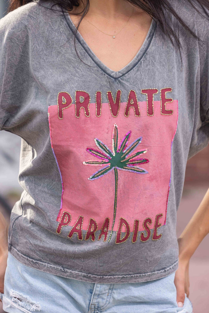 T-shirt Fluide Col V Paradise - Taille unique: 36 au 42