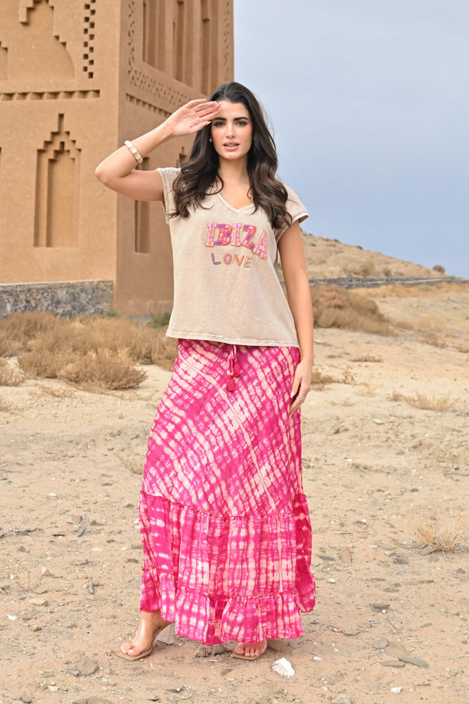 T-shirt fluide perlé Bilo - Taille unique: 36 au 42 / Camel