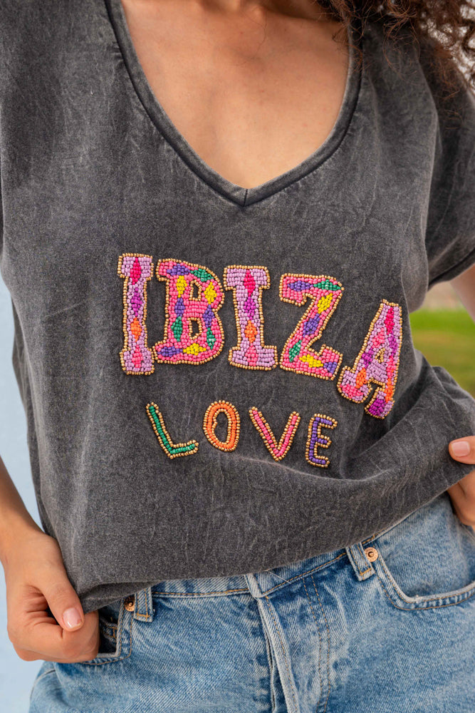 T-shirt fluide perlé Bilo - Taille unique: 36 au 42 / Gris