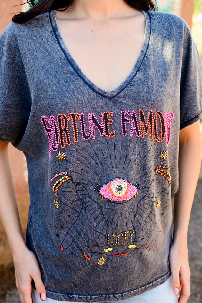 T-shirt fluide perlé Famous - Taille unique: 36 au 42