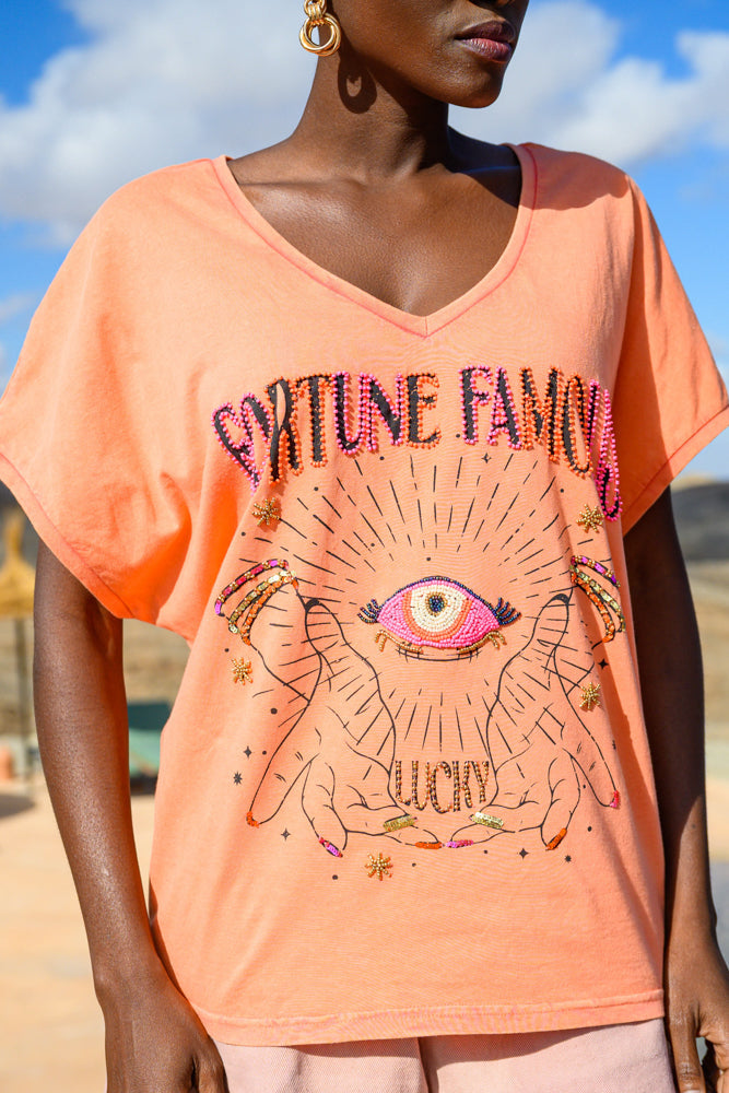 T-shirt fluide perlé Famous - Taille unique: 36 au 42