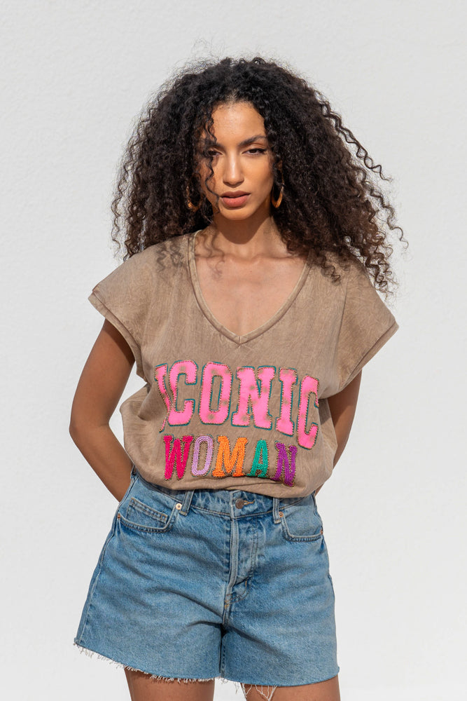 T-shirt fluide perlé Iconic - Taille unique: 36 au 42