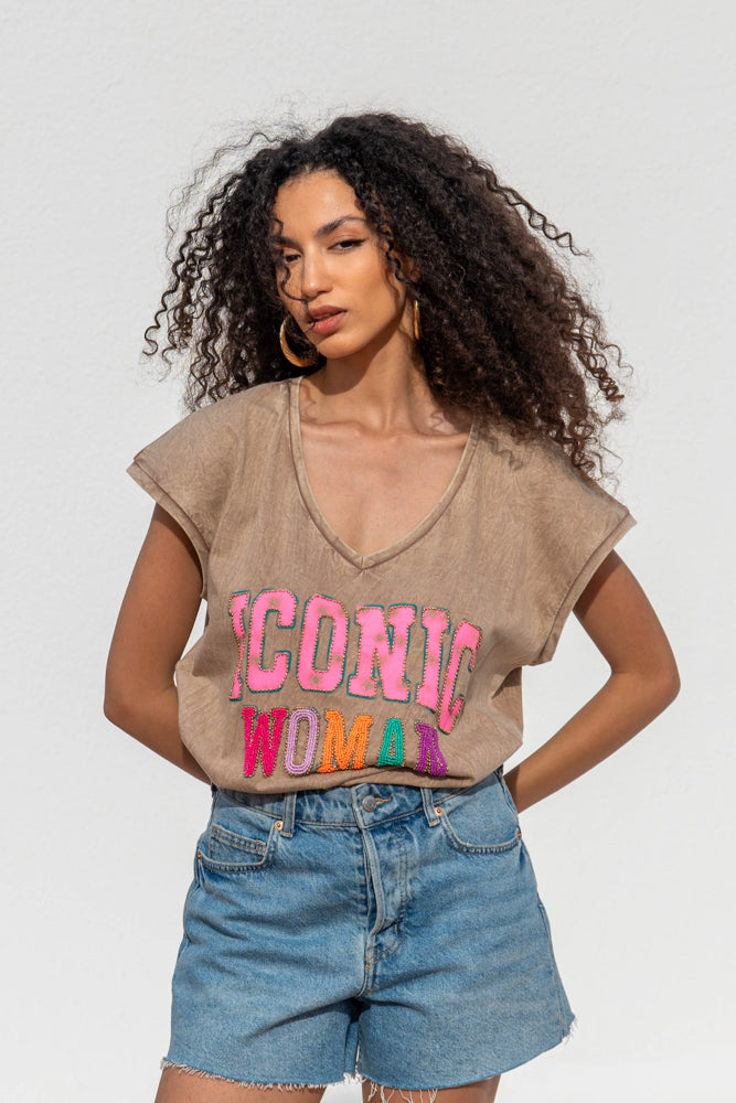 T-shirt fluide perlé Iconic - Taille unique: 36 au 42