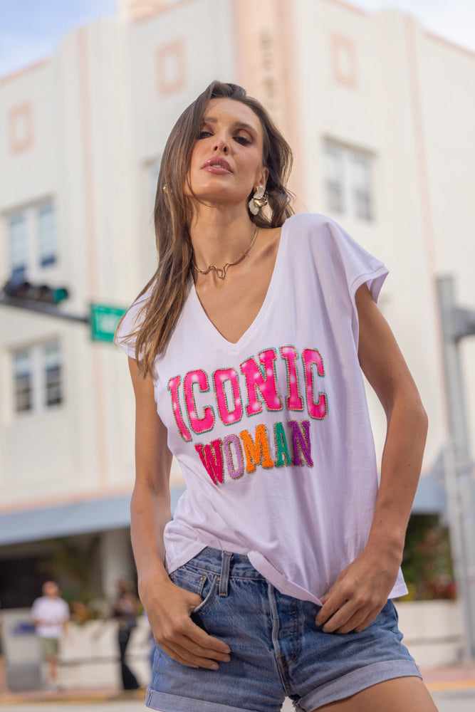 T-shirt fluide perlé Iconic - Taille unique: 36 au 42