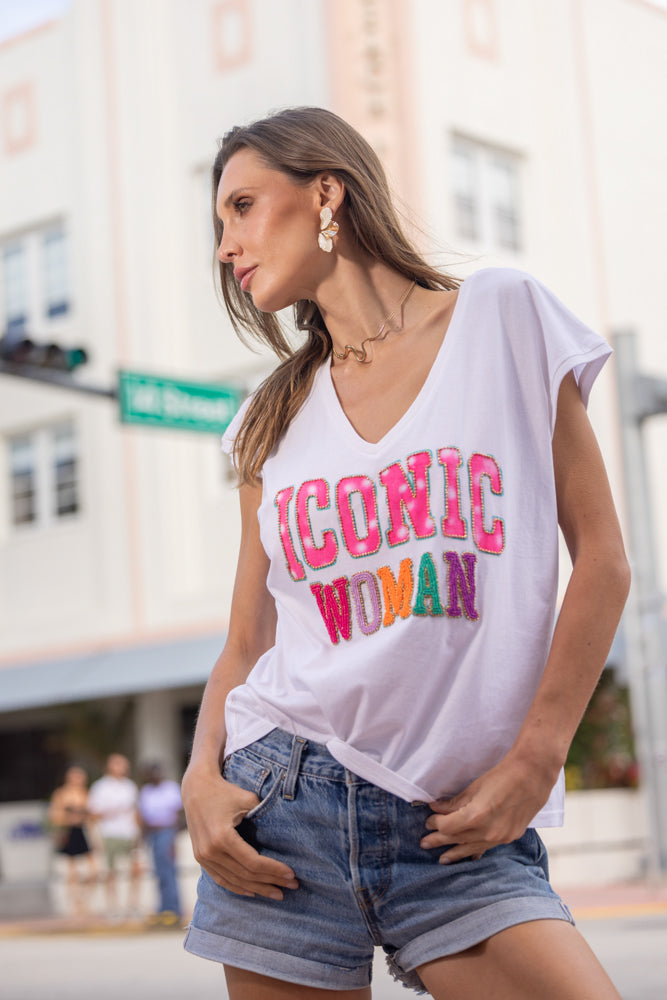 T-shirt fluide perlé Iconic - Taille unique: 36 au 42