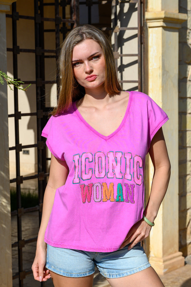 T-shirt fluide perlé Iconic - Taille unique: 36 au 42