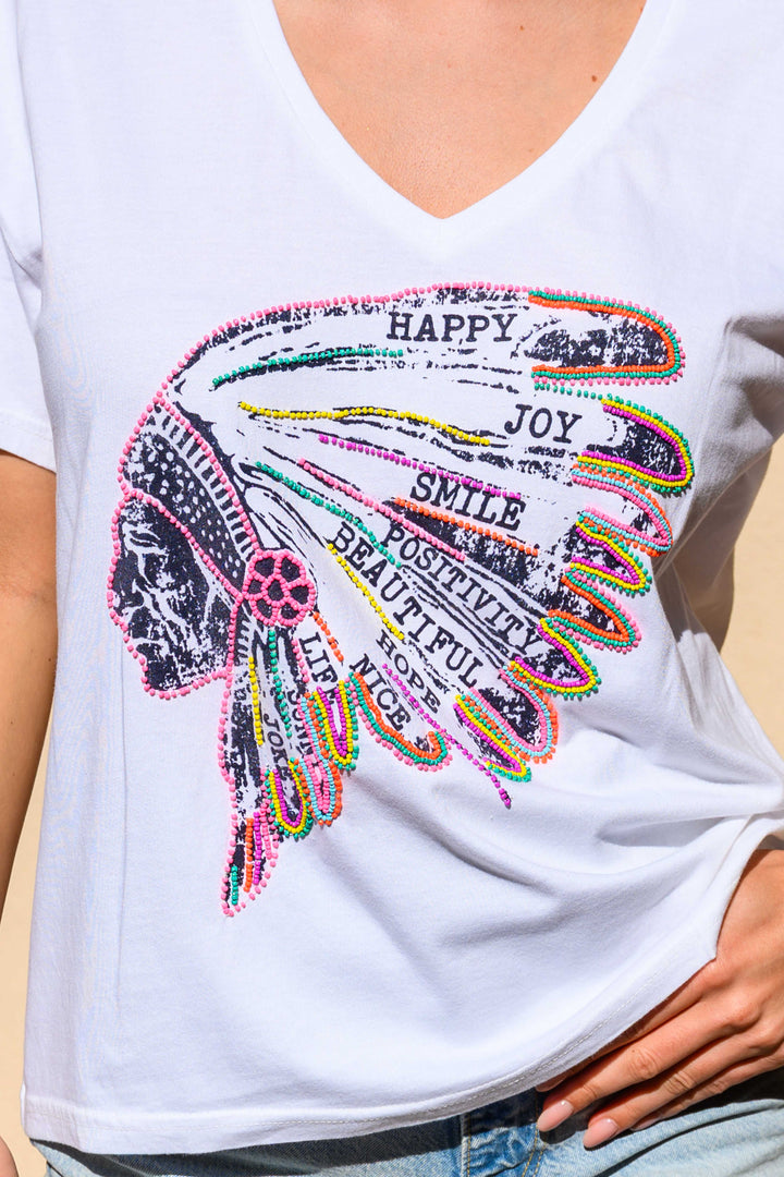 T-shirt fluide perlé Indian - Taille unique: 36 au 42