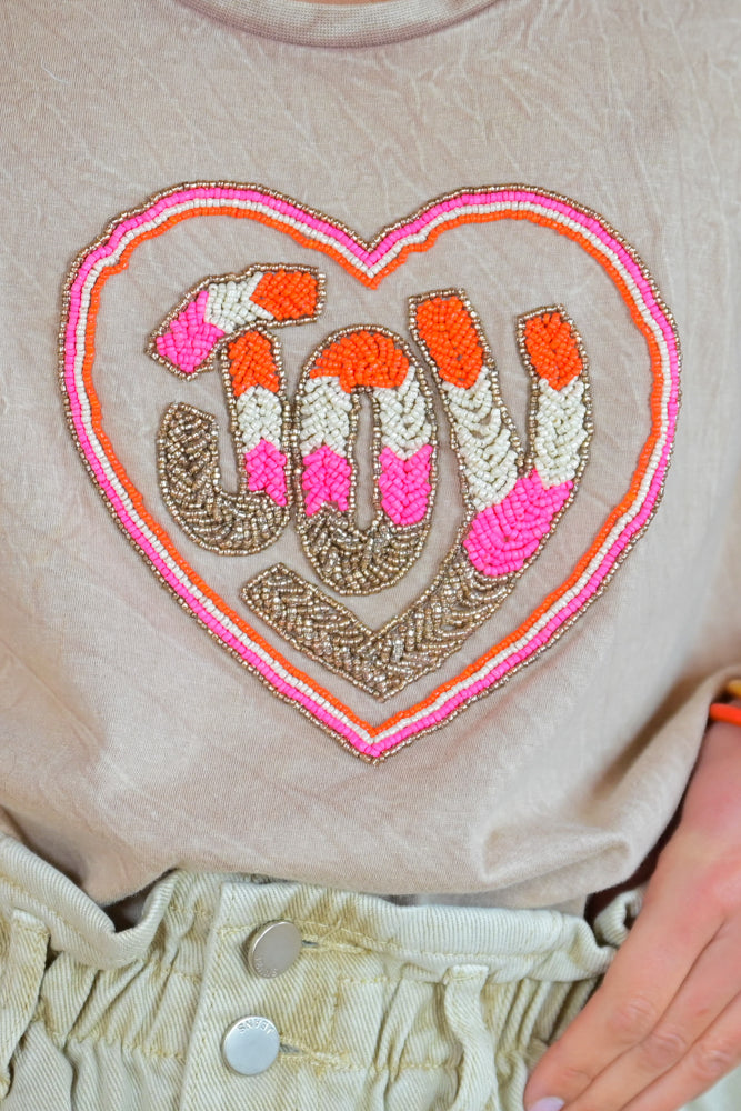 T-shirt fluide perlé Joy - Taille unique: 36 au 42 / Camel