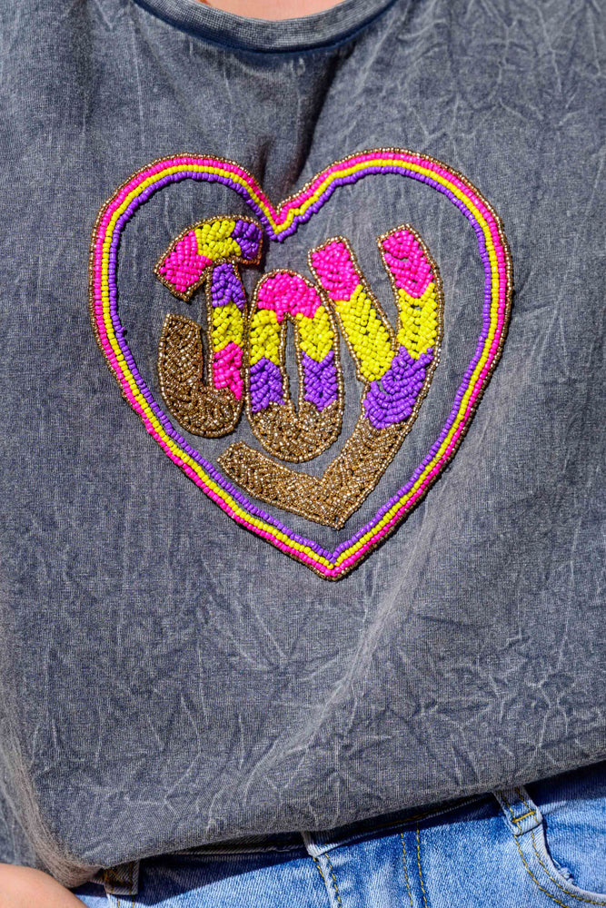 T-shirt fluide perlé Joy - Taille unique: 36 au 42 / Gris