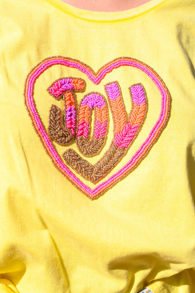 T-shirt fluide perlé Joy - Taille unique: 36 au 42 / Jaune
