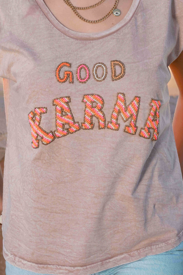 T-shirt fluide perlé Karma - Taille unique: 36 au 42