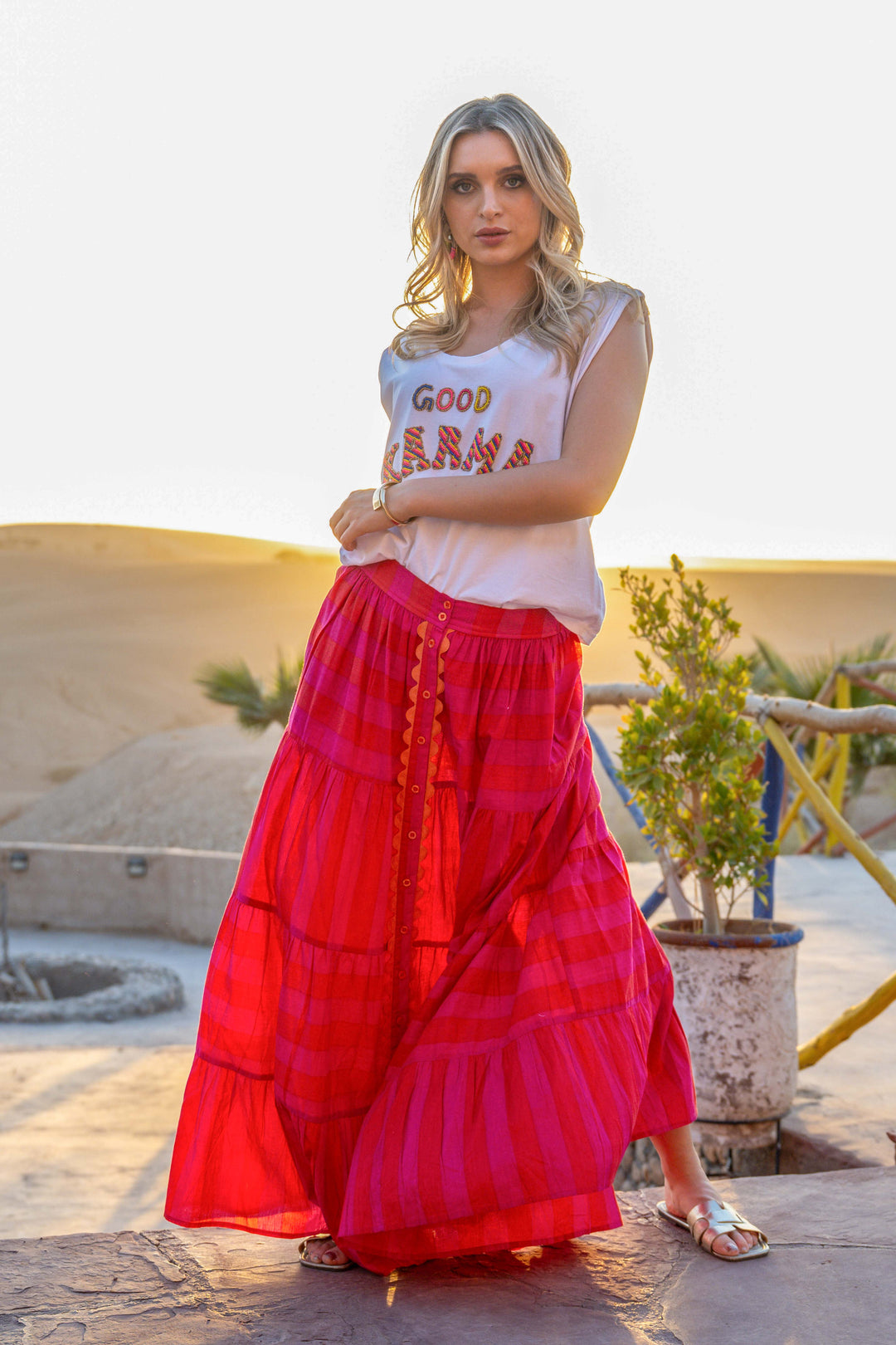 T-shirt fluide perlé Karma - Taille unique: 36 au 42 / Ecru